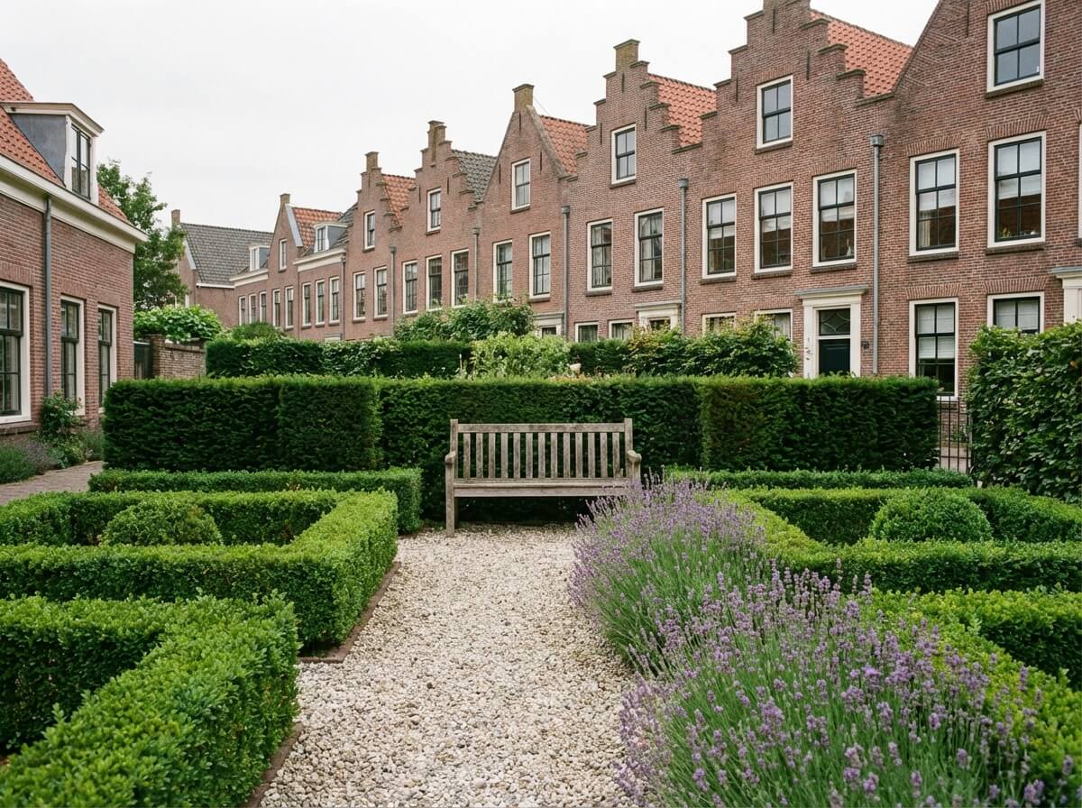 Sfeervolle tuin met vijver en beplanting