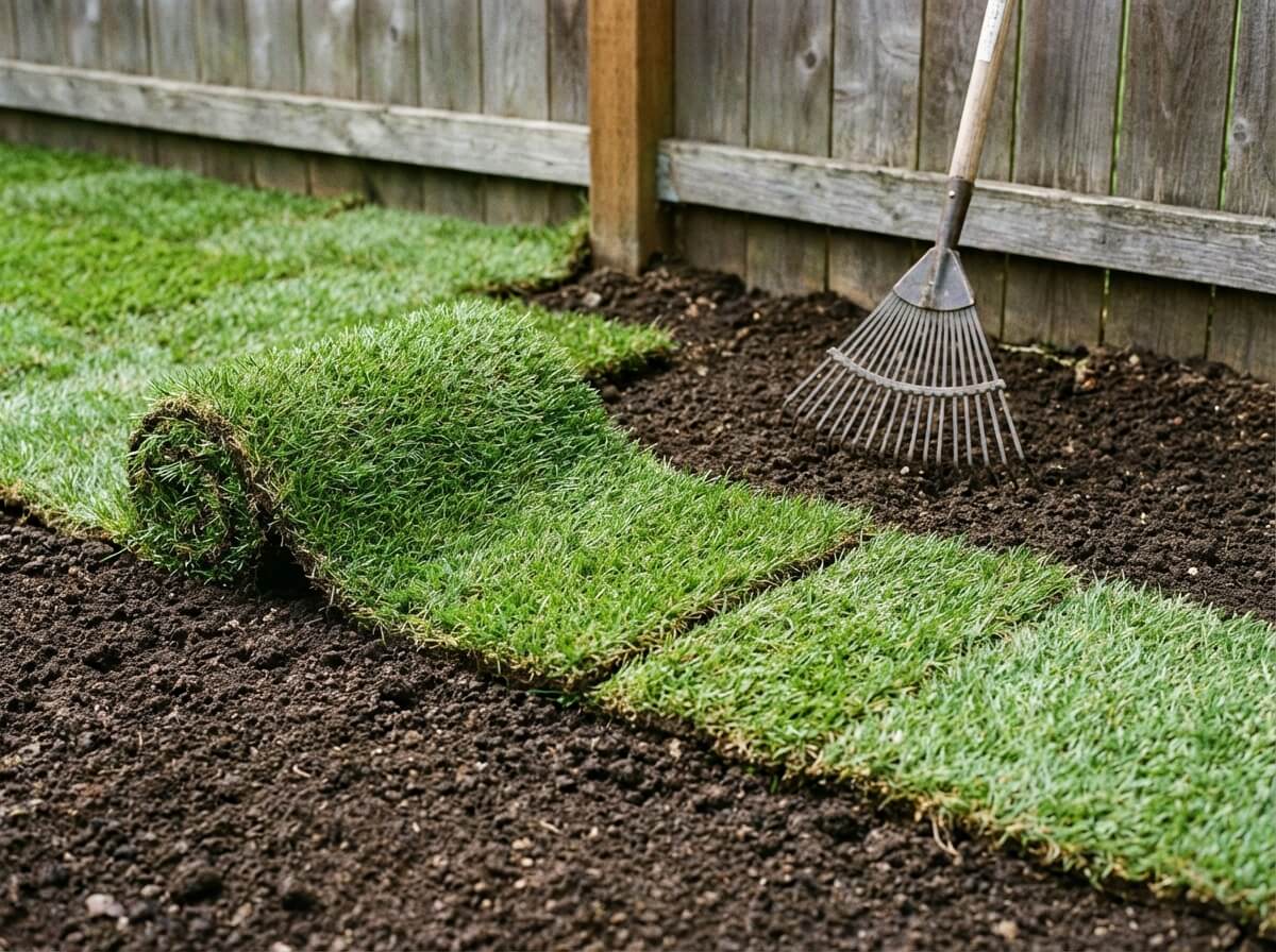 Hovenier die nieuwe beplanting aanlegt
